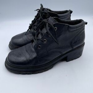 Alpine Woods Vintage Y2K Chunky Black Leather Grunge Ankle Boots Women's sz 8